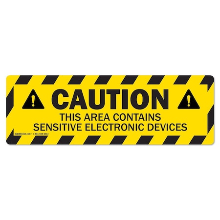 Caution-Electronic Devices 18in Non-Slip Floor Marker, 3PK